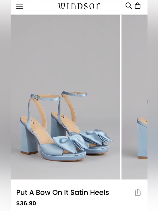 Windsor Shoes - Windsor Light Blue Satin Bow Block Heel Sandals